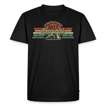 2011 Cadeau d’anniversaire vintage, style rétro - T-shirt Premium bio Homme - noir - Devant - Nico (187cm)
