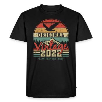 Surprise d’anniversaire 2022 Millésime - T-shirt Premium bio Homme - noir - Devant - Nico (187cm)