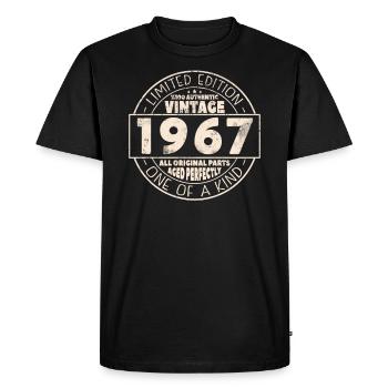 Cadeau 1967 Millésime 56/57 année - T-shirt Premium bio Homme - noir - Devant - Nico (187cm)