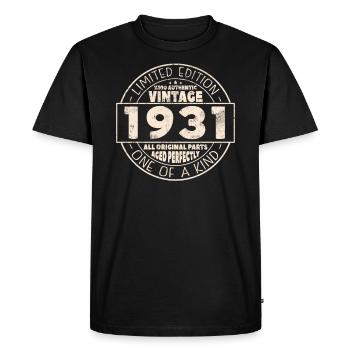Gift 1931 Vintage 92/93 Years - Men's Premium Organic T-Shirt - black - Front - Nico (187cm)