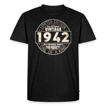 Cadeau Millésime 1942, 81/82 Années - T-shirt Premium bio Homme - noir - Devant - Nico (187cm)