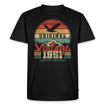 Original Vintage 1951 Ans. - Men's Premium Organic T-Shirt - black - Front - Nico (187cm)
