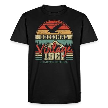 Original Vintage 1961 62/63 Ans - Men's Premium Organic T-Shirt - black - Front - Nico (187cm)