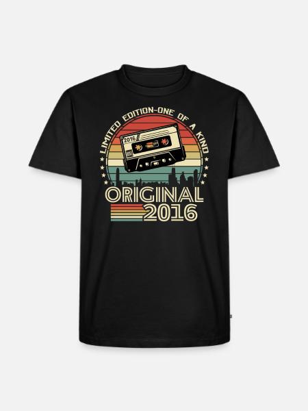 Retro '16 B-Day Gift - Men's Premium Organic T-Shirt - black