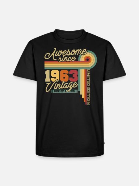 1963 Anniversary Retro, 60 Years - Men's Premium Organic T-Shirt - black