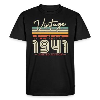 Cadeau d’anniversaire vintage 1941, 82/83 ans - T-shirt Premium bio Homme - noir - Devant - Nico (187cm)