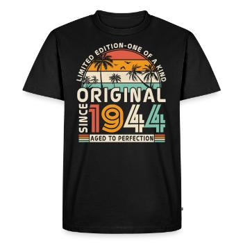Vintage Original since 1944 79/80 years - Men's Premium Organic T-Shirt - black - Front - Nico (187cm)