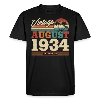 Cadeau d’anniversaire vintage août 1934 - T-shirt Premium bio Homme - noir - Devant - Nico (187cm)