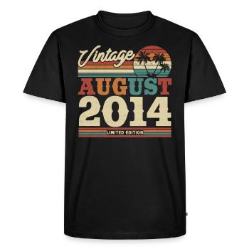 Cadeau d’anniversaire vintage 2014, 9-10 ans - T-shirt Premium bio Homme - noir - Devant - Nico (187cm)