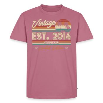 Vintage Birthday Gift 2014, 9/10 years - Men's Premium Organic T-Shirt - mauve - Front - Nico (187cm)