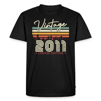 Cadeau d’anniversaire vintage 2011 12/13 J. - T-shirt Premium bio Homme - noir - Devant - Nico (187cm)