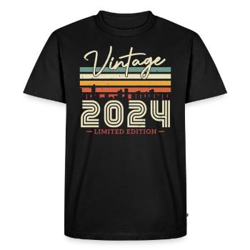 Vintage Birthday Gift 2024 - Men's Premium Organic T-Shirt - black - Front - Nico (187cm)
