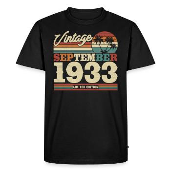 Cadeau d’anniversaire vintage 90/91 ans - T-shirt Premium bio Homme - noir - Devant - Nico (187cm)