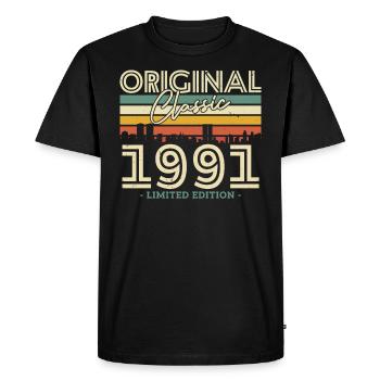 Vintage Birthday Gift 1991 - Men's Premium Organic T-Shirt - black - Front - Nico (187cm)