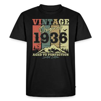 Année d’anniversaire du millésime original 1936 - T-shirt Premium bio Homme - noir - Devant - Nico (187cm)
