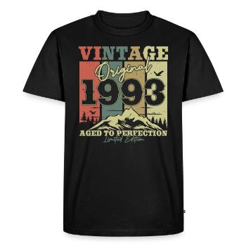 Original 1993 Vintage Birthday Retro - Men's Premium Organic T-Shirt - black - Front - Nico (187cm)