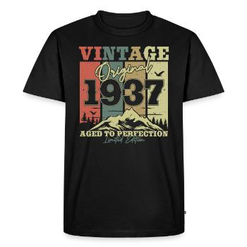 Original 1937 Vintage Birthday Retro - Men's Premium Organic T-Shirt - black - Front - Nico (187cm)