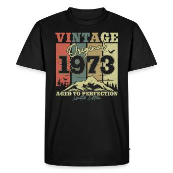 Originellement 1973 - Vintage Anniversaire Année 50/51 - T-shirt Premium bio Homme - noir - Devant - Nico (187cm)