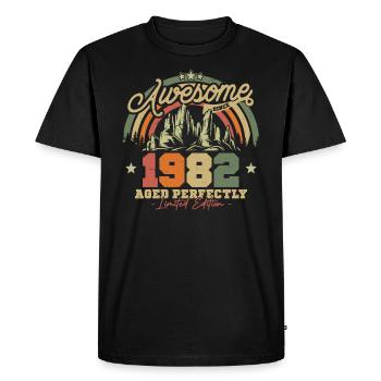 Millésime 1982 Cadeau d’anniversaire - T-shirt Premium bio Homme - noir - Devant - Nico (187cm)