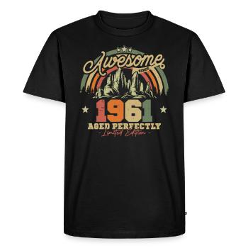 Vintage Birthday Gift 1961 62/63 Years - Men's Premium Organic T-Shirt - black - Front - Nico (187cm)
