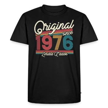 Cadeau 47/48 Anniversaire 1976 - T-shirt Premium bio Homme - noir - Devant - Nico (187cm)