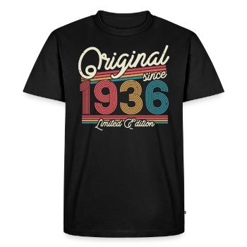 1936 Cadeau d’anniversaire, 87/88 ans - T-shirt Premium bio Homme - noir - Devant - Nico (187cm)