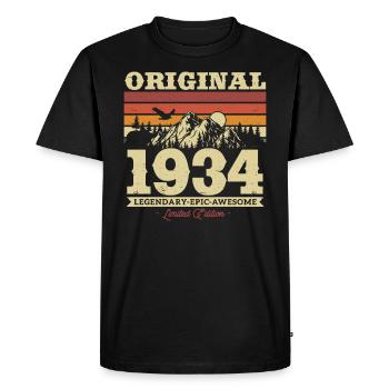 Vintage 1934 Birthday Gift - Men's Premium Organic T-Shirt - black - Front - Nico (187cm)