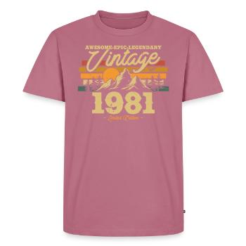 Stylish 42nd birthday in 1981 - Men's Premium Organic T-Shirt - mauve - Front - Nico (187cm)