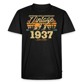 Cadeau pour le millésime 86/87e anniversaire 1937 - T-shirt Premium bio Homme - noir - Devant - Nico (187cm)