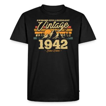 Vintage 1942 Gift: 81/82 years - Men's Premium Organic T-Shirt - black - Front - Nico (187cm)