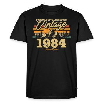 Cadeau Millésime 1984 - 39/40 ans - T-shirt Premium bio Homme - noir - Devant - Nico (187cm)