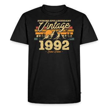 Vintage 1992 Birthday Gift - Men's Premium Organic T-Shirt - black - Front - Nico (187cm)