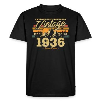 Vintage 1936 Cadeau d’anniversaire - T-shirt Premium bio Homme - noir - Devant - Nico (187cm)