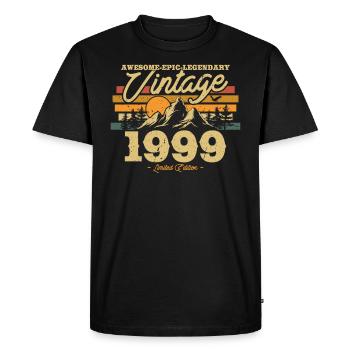 Vintage Birthday Gift 1999 - Men's Premium Organic T-Shirt - black - Front - Nico (187cm)