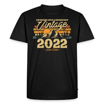 Cadeau d’anniversaire vintage 2022 1/2 ans - T-shirt Premium bio Homme - noir - Devant - Nico (187cm)