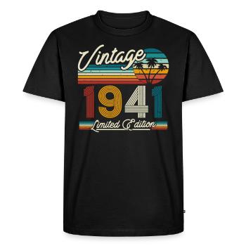1941 Cadeau vintage 82/83 ans - T-shirt Premium bio Homme - noir - Devant - Nico (187cm)