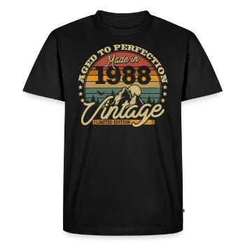 Vintage 1988 Gift - 35/36 Years - Men's Premium Organic T-Shirt - black - Front - Nico (187cm)