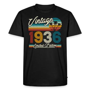 Idée cadeau vintage 1936 - T-shirt Premium bio Homme - noir - Devant - Nico (187cm)