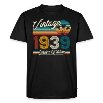 Birthday present born in 1939 84/85 years - Men's Premium Organic T-Shirt - black - Front - Nico (187cm)