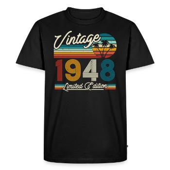 Gift 75/76: Born 1948 - Men's Premium Organic T-Shirt - black - Front - Nico (187cm)