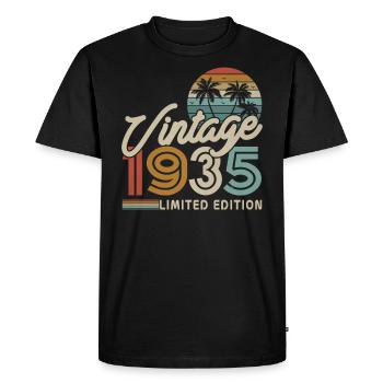 Cadeau d’anniversaire Millésime 1935 88/89 ans - T-shirt Premium bio Homme - noir - Devant - Nico (187cm)