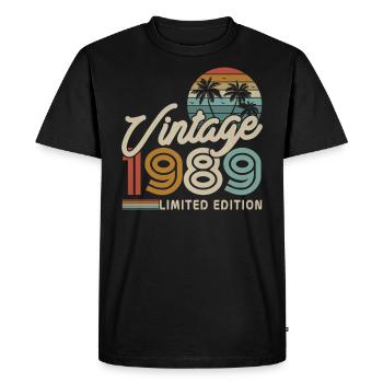 Millésime 1989 Cadeau 34/35 ans - T-shirt Premium bio Homme - noir - Devant - Nico (187cm)