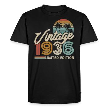 Birthday present born in 1936 87/88 years - Men's Premium Organic T-Shirt - black - Front - Nico (187cm)