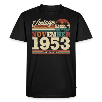 Cadeau d’anniversaire Vintage Nov. 1953 70/71 J. - T-shirt Premium bio Homme - noir - Devant - Nico (187cm)