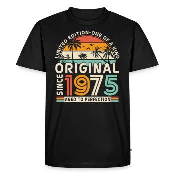 Syntymäpäivälahja vuosikerta 1975 48-49 vuotta - Premium luomulaatuinen miesten t-paita - musta - Edestä - Nico (187cm)