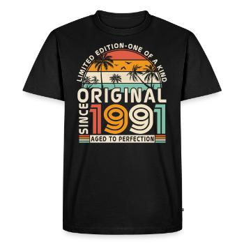 Vintage 1991 Birthday Gift - Men's Premium Organic T-Shirt - black - Front - Nico (187cm)