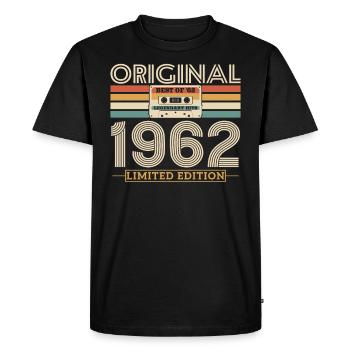 Birthday present born 1962 - 61-62 years - Men's Premium Organic T-Shirt - black - Front - Nico (187cm)