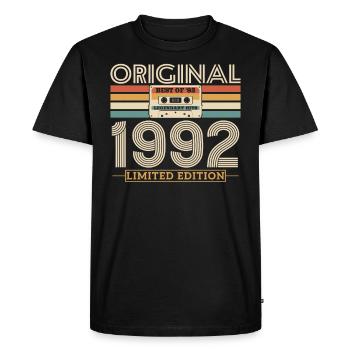 Vintage Birthday Gift 1992 - Men's Premium Organic T-Shirt - black - Front - Nico (187cm)