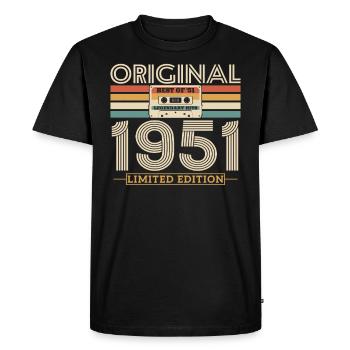 Birthday present born in 1951, 72-73 years old - Men's Premium Organic T-Shirt - black - Front - Nico (187cm)