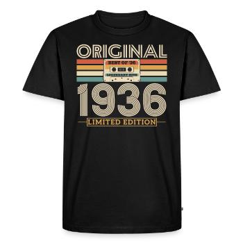 Birthday Gift 1936 Vintage Original, 87-88 - Men's Premium Organic T-Shirt - black - Front - Nico (187cm)